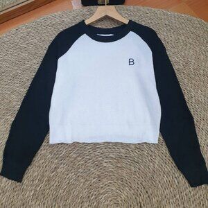 B Initial Raglan Sweater Black White Preppy